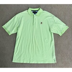 Tommy Hilfiger Golf Polo Shirt Mens Large Light Green Pique Embroidered Crest‎